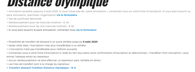 Vente/ Transfert d’inscription Dossard DO Triathlon de Gérardmer